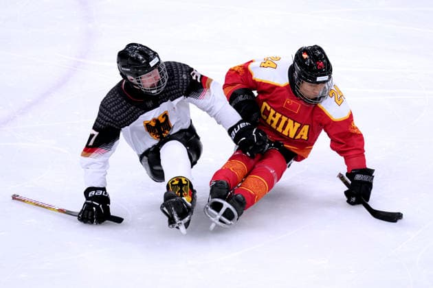 SCHRADER Felix Team GER Eishockey Vorrundenspiel GER - China 0 : 12 Paralympische Winterspiele 2026 Cortina - Milano am 07.03.2026 in Mailand *** SCHRADER Felix Team GER ice hockey preliminary round match GER China 0 12 Paralympic Winter Games 2026 Cortina Milano on 07 03 2026 in Milan Copyright: xLacixPerenyix