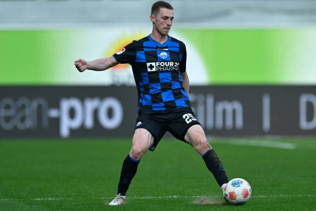 Paderborn, Home Deluxe Arena, 07.03.26, GER, Herren, 2.Bundesliga, Saison 2025-2026, SC Paderborn 07 - Eintracht Braunschweig Bild: Tjark SCHELLER (Paderborn) DFL regulations prohibit any use of photographs as image sequences and or quasi-video. NRW Deutschland