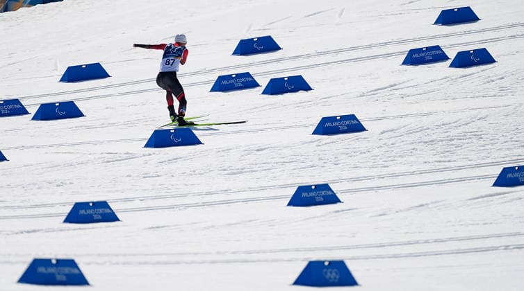 (260308) -- TESERO, March 8, 2026 -- Liu Xiaobin of China competes during the para biathlon men s sprint at the Milan-Cortina 2026 Paralympic Winter games, Winterspiele,Spiele, Summer games in Tesero, Italy, March 7, 2026. ) (SP)ITALY-TESERO-PARALYMPIC WINTER GAMES-PARA BIATHLON-MEN S SPRINT STANDING HouxZhaokang 