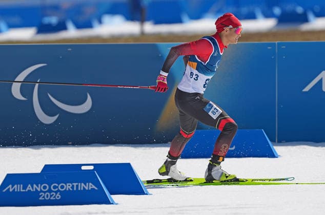(260308) -- TESERO, March 8, 2026 -- Cai Jiayun of China competes during the para biathlon men s sprint at the Milan-Cortina 2026 Paralympic Winter games, Winterspiele,Spiele, Summer games in Tesero, Italy, March 7, 2026. ) (SP)ITALY-TESERO-PARALYMPIC WINTER GAMES-PARA BIATHLON-MEN S SPRINT STANDING HouxZhaokang 