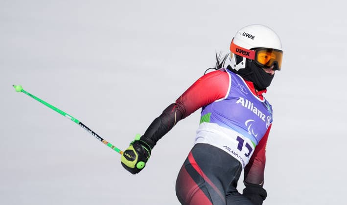 (260308) -- CORTINA D AMPEZZO, March 8, 2026 -- Zhang Mengqiu of China competes during the para alpine skiing women s downhill standing match at the Milan-Cortina 2026 Paralympic Winter games, Winterspiele,Spiele, Summer games in Cortina D ampezzo, Italy, March 7, 2026. ) (SP)ITALY-CORTINA D AMPEZZO-PARALYMPIC WINTER GAMES-PARA ALPINE SKIING-WOMEN S DOWNHILL STANDING WangxKaiyan 