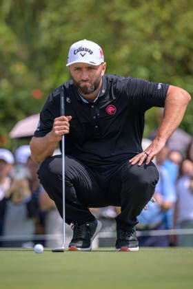 March 8, 2026, Hong Kong, Hong Kong Sar, China: Spains Jon RAHM holds the lead position. On the 6th green. LIV Golf Hong Kong 2026 Final Round Hong Kong China - ZUMAr144 20260308_zap_r144_059 Copyright: xJaynexRussellx