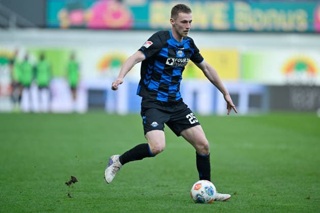 Paderborn, Home Deluxe Arena, 07.03.26, GER, Herren, 2.Bundesliga, Saison 2025-2026, SC Paderborn 07 - Eintracht Braunschweig Bild: Tjark SCHELLER (Paderborn) DFL regulations prohibit any use of photographs as image sequences and or quasi-video. NRW Deutschland