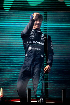 March 8, 2026, Melbourne, Victoria, Australia: KIMI ANTONELLI - (ITA) - Mercedes-AMG PETRONAS Formula One Team on the podium after finishing 2nd in the race on Sunday at the Formula 1 Qatar Airways Australian Grand Prix 2026. Melbourne Australia - ZUMAf186 20260308_zsp_f186_059 Copyright: xJamesxForresterx