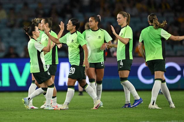 SOCCER ASIAN CUP AUSTRALIA SOUTH KOREA, Australia warm up during the AFC Women™s Asian Cup Group A match between Australia and South Korea at Accor Stadium in Sydney, Sunday, March 8, 2026. ( NO ARCHIVING, EDITORIAL USE ONLY SYDNEY NEW SOUTH WALES AUSTRALIA  Copyright: xDEANxLEWINSx 20260308194925162400