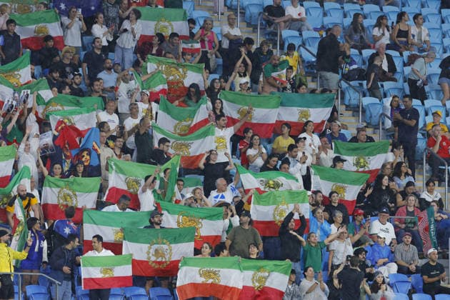 GOLD COAST, AUSTRALIA - MARCH 08 Supporters of Iran are seen chanting and waving flags during the Womens Asian Cup match between Islamic Republic of Iran and Philippines at the Gold Coast Stadium on March 08 2026 in Gold Coast, Australia Copyright: xMatthewxStarlingx xSPPx Sportspressphoto_SPR104784