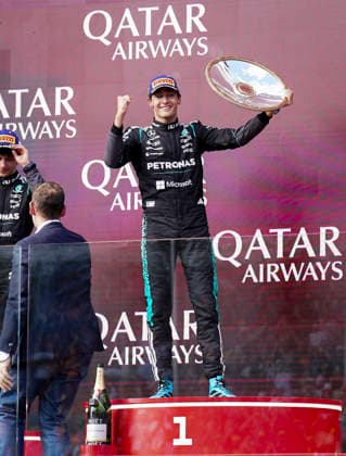 FORMULA ONE AUSTRALIAN GRAND PRIX 2026 George Russell 63 (GBR) Mercedes Ferrari on the podium during the Formula 1 Qatar Airways Australian Grand Prix 2026, 1st round of the 2026 Formula One World Championship, WM, Weltmeisterschaft from March 6 to 8, 2026 at the Albert Park Circuit, Melbourne, Australia. Credit: Robbie Hoad Every Second Media Editorial use only. All images are copyright Every Second Media Limited. No images may be reproduced without prior permission. Copyright: xIMAGO EveryxSecondxMediax ESM-1841-0488 RobbiexHoadx xEveryxSecondxMediax