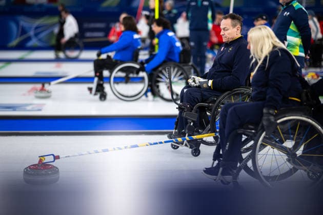 260308 Ronny Persson of Sweden competes in the wheelchair curling mixed round robin session between Sweden and Latvia during day 1 of the Milano Cortina 2026 Winter Paralympic Games on March 8, 2026 in Cortina. Photo: Maxim ThorÃ BILDBYRAN kod MT MT1012 wheelchair curling rullstolscurling paralympic games paralympics paralympiska spel paralympiske leker vinter-paralympics winter paralympics milano cortina 2026 milano cortina 2026 winter paralympic games 2 bbeng sverige *** 260308 Ronny Persson of Sweden competes in the wheelchair curling mixed round robin session between Sweden and Latvia during day 1 of the Milano Cortina 2026 Winter Paralympic Games on March 8, 2026 in Cortina Photo Maxim ThorÃ BILDBYRAN kod MT MT1012 wheelchair curling rullstolscurling paralympic games paralympiska spel paralympiske leker vinter paralympics winter paralympics milano cortina 2026 milano cortina 2026 winter paralympic games 2 bbeng sverige  Copyright: MAXIMxTHORE BB260308MT011