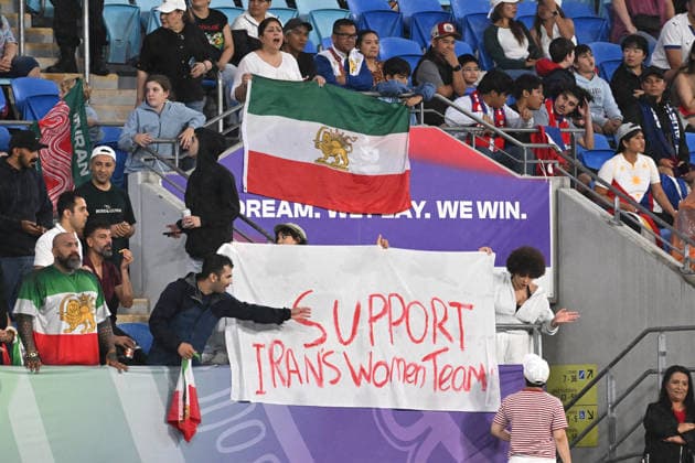 SOCCER ASIAN CUP IRAN PHILIPPINES, Iranian fans display signs during the AFC Women™s Asian Cup Group A match between Iran and Philippines at Gold Coast Stadium on the Gold Coast, Sunday, March 8, 2026. ( NO ARCHIVING, EDITORIAL USE ONLY GOLD COAST QUEENSLAND AUSTRALIA  Copyright: xDAVExHUNTx 20260308177035262048