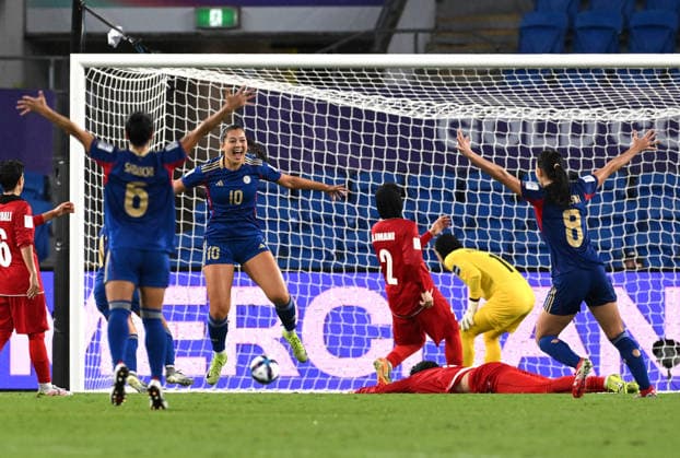 SOCCER ASIAN CUP IRAN PHILIPPINES, Chandler McDaniel of the Philippines (centre) reacts after scoring a goal during the AFC Women™s Asian Cup Group A match between Iran and Philippines at Gold Coast Stadium on the Gold Coast, Sunday, March 8, 2026. ( NO ARCHIVING, EDITORIAL USE ONLY GOLD COAST QUEENSLAND AUSTRALIA  Copyright: xDAVExHUNTx 20260308171746547233