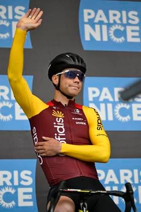 Paris Nice 2026 Stage 1 CARRIERES-SOUS-POISSY, FRANCE - MARCH 08 : Fretin Milan (BEL) of Cofidis during stage 1 of the 84th edition of Paris - Nice an UCI World Tour 2.UWT cycling road race stage for Men Elite of 171.2 km with start in Acheres and finish in Carrieres-sous-Poissy on March 8, 2026 in Carrieres-sous-Poissy, France, 08 03 2026 ( Motordriver Guy De Vuyst - Carrieres-sous-Poissy France  Copyright: xNicoxVereeckenx