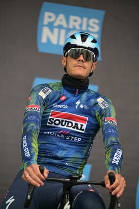 Belgian Jasper Stuyven of Soudal Quick-Step pictured at the start of the first stage of 84th edition of the Paris-Nice cycling race, 170,9 km from Archeres to Carrieres-sous-Poissy, Sunday 08 March 2026. DAVIDxPINTENS  x166841230x