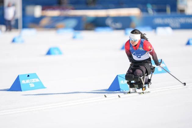 (260308) -- TESERO, March 8, 2026 -- Zhai Yuxin of China competes during the women s individual sitting final of para biathon at the Milan-Cortina 2026 Paralympic Winter games, Winterspiele,Spiele, Summer games in Tesero, Italy, March 8, 2026. ) (SP)ITALY-TESERO-PARALYMPIC WINTER GAMES-PARA BIATHLON-WOMEN S INDIVIDUAL SITTING LianxZhen 