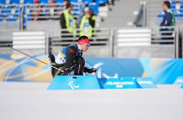 (260308) -- TESERO, March 8, 2026 -- Mao Zhongwu of China competes during the men s individual sitting final of para biathon at the Milan-Cortina 2026 Paralympic Winter games, Winterspiele,Spiele, Summer games in Tesero, Italy, March 8, 2026. ) (SP)ITALY-TESERO-PARALYMPIC WINTER GAMES-PARA BIATHLON-MEN S INDIVIDUAL SITTING LianxZhen 