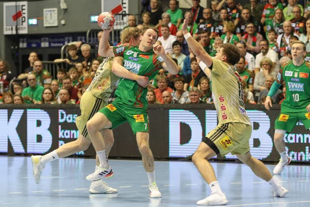 08.03.2026, xgox, Handball - Daikin HBL SC Magdeburg - TSV Hannover-Burgdorf emspor, v.l. Felix Claar (Magdeburg, 7) wirft Tor, Torschuetze, erzielt Tor, Treffer, scores the goal Magdeburg