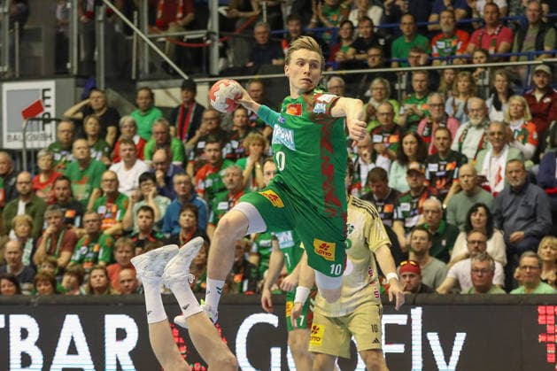 08.03.2026, xgox, Handball - Daikin HBL SC Magdeburg - TSV Hannover-Burgdorf emspor, v.l. Gisli Thorgeir Kristjansson (Magdeburg, 10) wirft Tor, Torschuetze, erzielt Tor, Treffer, scores the goal Magdeburg