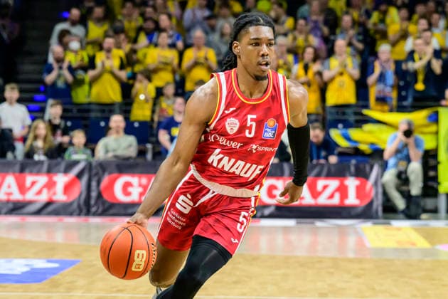 GER, Berlin, basketball, Alba Berlin vs Fitness First Wuerzburg Baskets, at the Max-Schmeling-Halle , BBL, pictured from left: Marcus Carr (Wuerzburg 05), March 8, 2026 Copyright: HMBxMedia UwexKoch