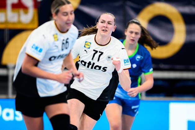 Handball, Frauen: EM-Qualifikation, Deutschland - Slowenien, 2. Runde, Gruppe 3, Viola Leuchter (Deutschland) Jubel Freude Emotion Heidelberg SNP Dome Baden-Württemberg Deutschland