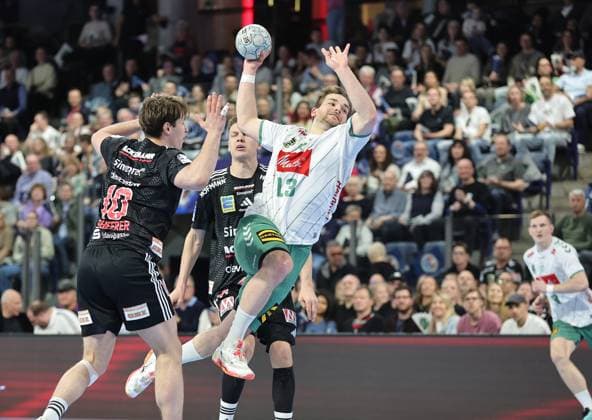 08.03.2026 - Handball - 1. Bundesliga DAIKIN HBL - Saison 2025 2026 - 24. Spieltag: HC Erlangen Metropolregion Nürnberg HCE - GWD Minden - DaMa - xdaxmax - Florian Scheerer (10, HC Erlangen HCE ) Ian Weber (13, GWD Minden )