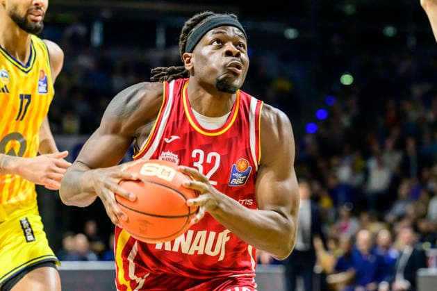 GER, Berlin, basketball, Alba Berlin vs Fitness First Wuerzburg Baskets, at the Max-Schmeling-Halle , BBL, pictured from left: Charles Thompson (Wuerzburg 32), March 8, 2026 Copyright: HMBxMedia UwexKoch