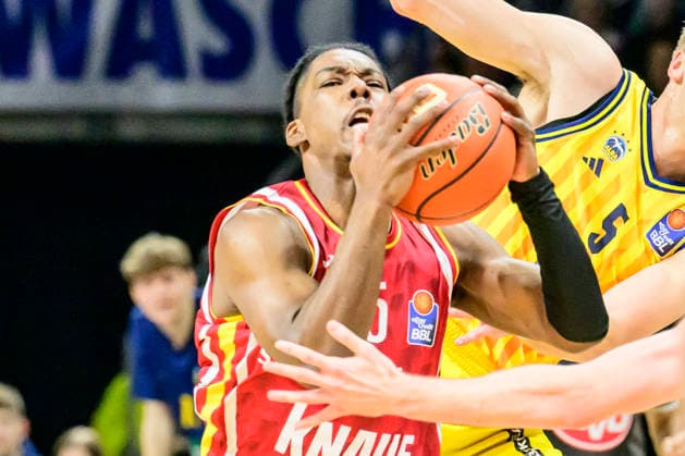 GER, Berlin, basketball, Alba Berlin vs Fitness First Wuerzburg Baskets, at the Max-Schmeling-Halle , BBL, pictured from left: Marcus Carr (Wuerzburg 05), March 8, 2026 Copyright: HMBxMedia UwexKoch