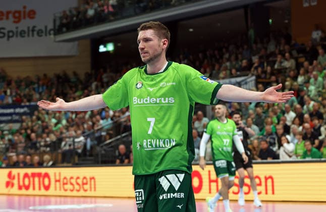 08.03.2026, xovx, Handball Daikin Handball Bundesliga, HSG Wetzlar - MT Melsungen Dominik Mappes (HSG Wetzlar) enttäuscht, enttäuscht schauend Wetzlar Buderus-Arena Hessen Deutschland (DE)