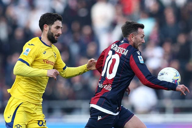 Mf Bologna 08 03 2026 - campionato di calcio serie A Bologna-Hellas Verona foto Michele Finessi Image nella foto: Federico Bernardeschi-Roberto Gagliardini 