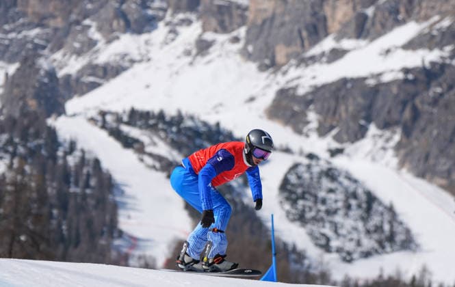 (260308) -- CORTINA D AMPEZZO, March 8, 2026 -- Jacopo Luchini of Italy competes during the para snowboard men s cross UL event at the Milan-Cortina 2026 Paralympic Winter games, Winterspiele,Spiele, Summer games in Cortina D ampezzo, Italy, March 8, 2026. ) (SP)ITALY-CORTINA D AMPEZZO-PARALYMPIC WINTER GAMES-PARA SNOWBOARD-MEN S CROSS-UL WangxKaiyan 