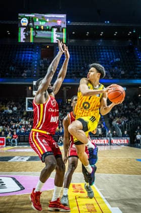 Basketball Berlin 08.03.2026 Saison 2025 2026 EasyCredit BBL 1. Bundesliga Männer, Herren Alba Berlin - Fitness First Würzburg Baskets Jack Kayil (Alba Berlin, No.07) Eddy Edigin (Würzburg, No.27)