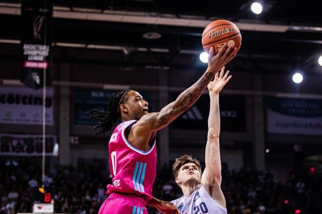 easyCredit Basketball Bundesliga, Telekom Baskets Bonn vs. Syntainics MBC, 08.03.2026 Jalen Finch (Telekom Baskets Bonn 0) punktet- easyCredit Basketball Bundesliga, Telekom Baskets Bonn vs. Syntainics MBC, 08.03.2026, Telekom Dome Bonn Copyright: xBEAUTIFULxSPORTS Derixx