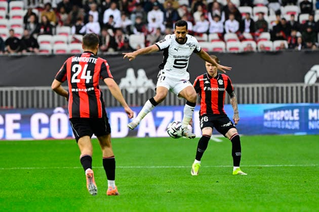 FOOTBALL : OGC Nice VS Stade Rennais FC - Ligue 1 McDonald s - 08 03 2026 Mousa Tamari (SRFC) - Ligue 1 McDonald s match between OGC Nice and Stade Rennais Football Club on Mars 8, 2026 at the Allianz Riviera Stadium in Nice. NiceFrance  Copyright: xWilliamxCannarellax
