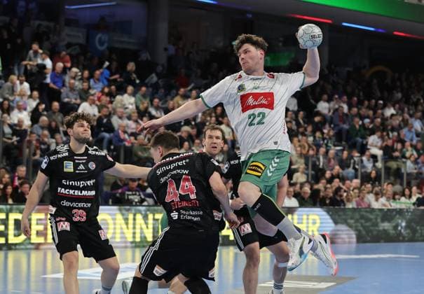 08.03.2026 - Handball - 1. Bundesliga DAIKIN HBL - Saison 2025 2026 - 24. Spieltag: HC Erlangen Metropolregion Nürnberg HCE - GWD Minden - DaMa - xdaxmax - Christoph Steinert ( 44, HC Erlangen HCE ) Philipp Vorlicek (22, GWD Minden )