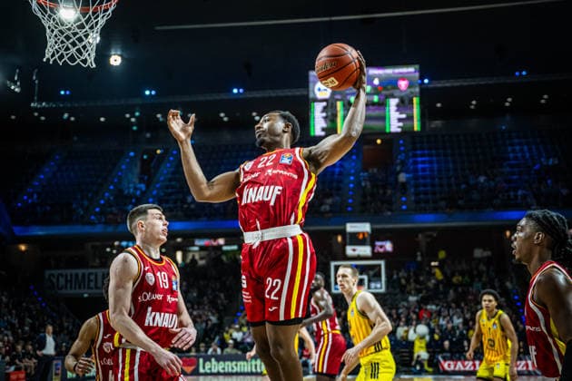 Basketball Berlin 08.03.2026 Saison 2025 2026 EasyCredit BBL 1. Bundesliga Männer, Herren Alba Berlin - Fitness First Würzburg Baskets Johnathan Stove (Würzburg, No.22)
