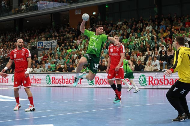 08.03.2026, xovx, Handball Daikin Handball Bundesliga, HSG Wetzlar - MT Melsungen v.l. Adrian Sipos (MT Melsungen), Josip Simic (HSG Wetzlar), Dainis Kristopans (MT Melsungen), Nebojsa Simic (MT Melsungen) Wetzlar Buderus-Arena Hessen Deutschland (DE)