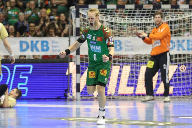 08.03.2026, xgox, Handball - Daikin HBL SC Magdeburg - TSV Hannover-Burgdorf emspor, v.l. Matthias Musche (Magdeburg, 6) Jubel, Torjubel, jubelt ueber das Tor, celebrate the goal, celebration Magdeburg