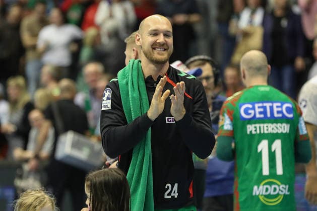 08.03.2026, xgox, Handball - Daikin HBL SC Magdeburg - TSV Hannover-Burgdorf emspor, v.l. Christian O Sullivan (Magdeburg, 24) Jubel ueber den Sieg, Jubel nach Spielende Magdeburg