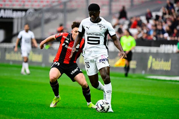 FOOTBALL : OGC Nice VS Stade Rennais FC - Ligue 1 McDonald s - 08 03 2026 Mahamadou Nagida (SRFC) - Ligue 1 McDonald s match between OGC Nice and Stade Rennais Football Club on Mars 8, 2026 at the Allianz Riviera Stadium in Nice. NiceFrance  Copyright: xWilliamxCannarellax