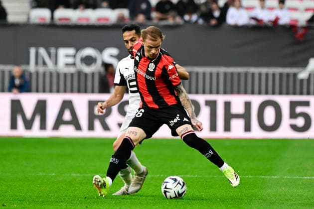 FOOTBALL : OGC Nice VS Stade Rennais FC - Ligue 1 McDonald s - 08 03 2026 Melvin Bard (OGC Nice) - Ligue 1 McDonald s match between OGC Nice and Stade Rennais Football Club on Mars 8, 2026 at the Allianz Riviera Stadium in Nice. NiceFrance  Copyright: xWilliamxCannarellax