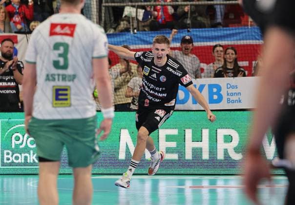 08.03.2026 - Handball - 1. Bundesliga DAIKIN HBL - Saison 2025 2026 - 24. Spieltag: HC Erlangen Metropolregion Nürnberg HCE - GWD Minden - DaMa - xdaxmax - Sander Andreassen Overjordet ( 8, HC Erlangen HCE ) ballt Faust Fäuste freut sich Freude