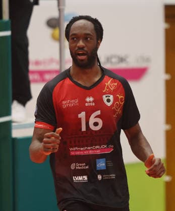Ludwigsburg , 1. Bundesliga Volleyball Barock Volleys MTV Ludwigsburg vs. SWD powervolleys Düren , Nyherowo Omene ( Ludwigsburg )