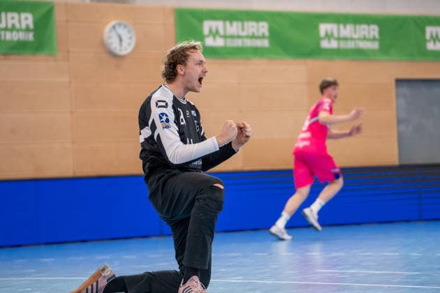 Handball I Herren I Saison 2025-2026 I 2. Bundesliga I 23. Spieltag I HC Oppenweiler Backnang - TSV Bayer Dormagen I 08.03.2026 Christian Ole Simonsen (20, TSV Bayer Dormagen) jubelt Backnang Murrtal Arena Baden-Württemberg Deutschland Copyright: xLobeca MaxxPetershansx