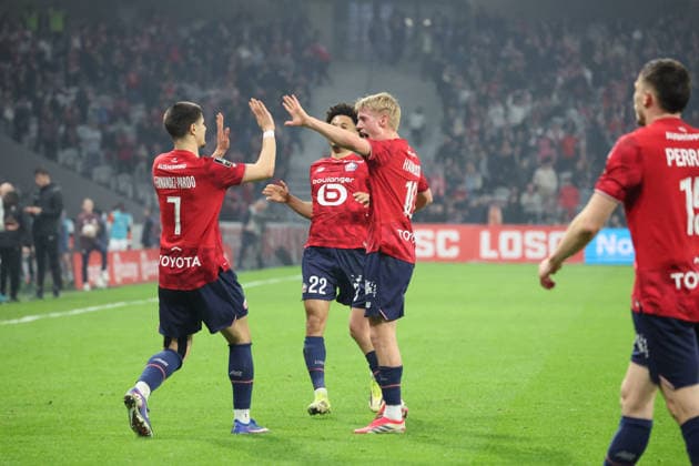 FOOTBALL : LOSC Lille vs FC Lorient - Ligue 1 J25 - 08 03 2026 Joie de Matias FERNANDEZ-PARDO (LOSC Lille) et des joueurs du LOSC apres le but lors du match LOSC Lille vs FC Lorient, Ligue 1 J25, Decathlon Arena stade Pierre Mauroy, le 8 mars 2026 - photo Laurent Sanson PsnewZ  Copyright: xLaurentxSANSONx xPsnewZx