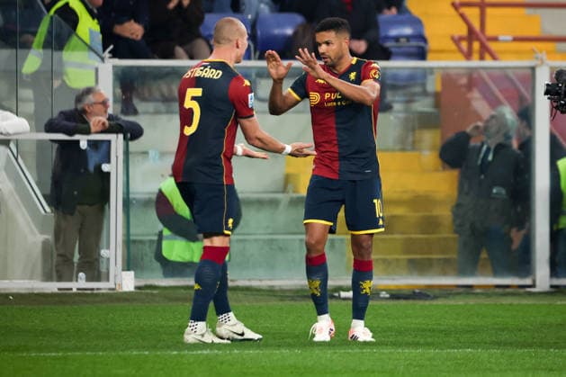 Serie A, Day 28, Stadio Ferraris, Genova, Genoa-Roma, in the photo: exultation Messias and Ostigard  Copyright: xGabrielexSiri IPAxSportx xipa-agency.netx xx IPA_72584142 IPA_Agency_IPA72584142