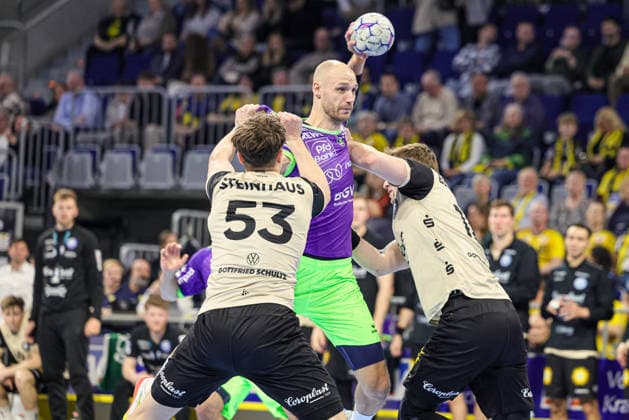 08.03.2026, xhettx, Handball Daikin HBL, Rhein Neckar Loewen - Bergischer HC v.l. Lukas Sandell (Rhein-Neckar Löwen, 11) statt sich durch (DFL DFB REGULATIONS PROHIBIT ANY USE OF PHOTOGRAPHS as IMAGE SEQUENCES and or QUASI-VIDEO)