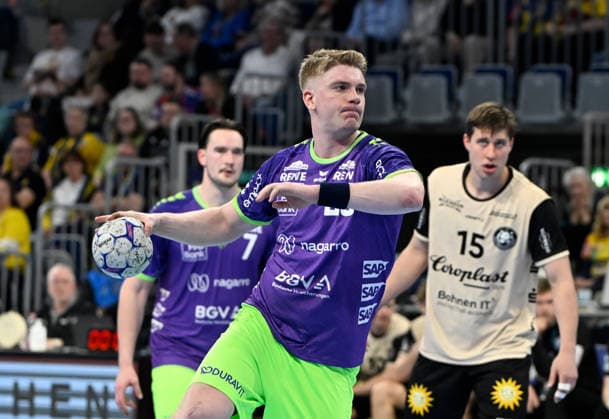 HBL-Handball-Bundesliga - Saison 2025 26 Mannheim SAP-Arena 08.03.2026 Rhein-Neckar-Löwen (rnl) - Bergischer HC (bhc28:25 Kaukur THRASTARSON (Rhein-Neckar-Löwen), ein sicherer 7-Meter-Schütze HBL-Handball-Bundesliga