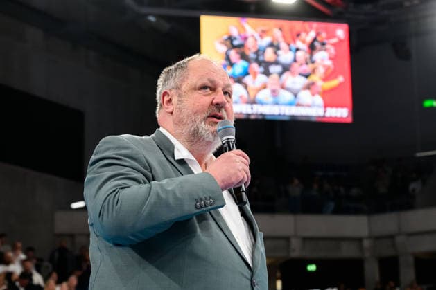 Handball, Frauen: EM-Qualifikation, Deutschland - Slowenien, 2. Runde, Gruppe 3, DHB Präsident Andreas Michelmann Heidelberg SNP Dome Baden-Württemberg Deutschland