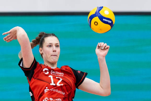 1. Volleyball Bundesliga Frauen: Schwarz-Weiss Erfurt vs. Dresdner SC; Erfurt; 08.03.2026 Mette Marleen Pfeffer ( 12; Dresdner SC) 1. Volleyball Bundesliga Frauen: Schwarz-Weiss Erfurt vs. Dresdner SC; Riethsporthalle Erfurt; 08.03.2026 Copyright: xBEAUTIFULxSPORTS Duehringx
