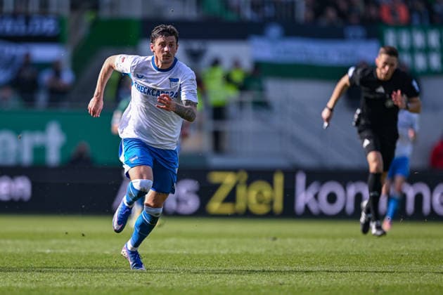 08.03.2026, Fussball, 2. Bundesliga, 25. Spieltag Saison 2025 2026, Preußen Münster - Hertha BSC, Dawid Kownacki (Hertha BSC) xRHR-FOTO TKx