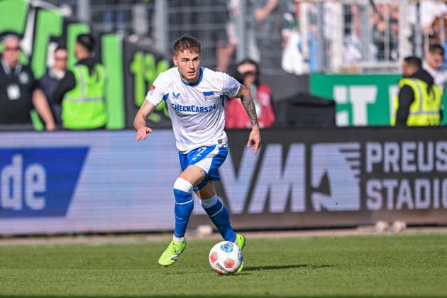 08.03.2026, Fussball, 2. Bundesliga, 25. Spieltag Saison 2025 2026, Preußen Münster - Hertha BSC, Marten Winkler (Hertha BSC) xRHR-FOTO TKx