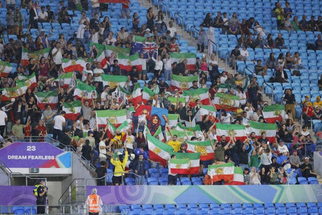 GOLD COAST, AUSTRALIA - MARCH 08 Supporters of Iran are seen in the stadium waving flags and banners of support for their team during the Womens Asian Cup match between Islamic Republic of Iran and Philippines at the Gold Coast Stadium on March 08 2026 in Gold Coast, Australia Copyright: xMatthewxStarlingx xSPPx Sportspressphoto_SPR106257